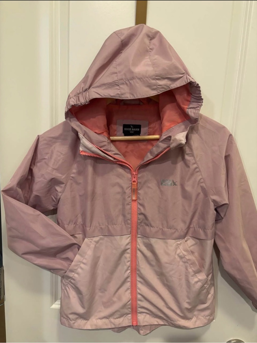 Eddie Bauer Light Pink Hooded Rain Jacket
